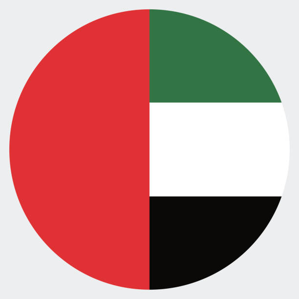 united arab emirates flag. circle icon flag. flag icon. standard color. digital illustration. computer illustration. vector illustration. - arabian peninsula ilustrasi stok