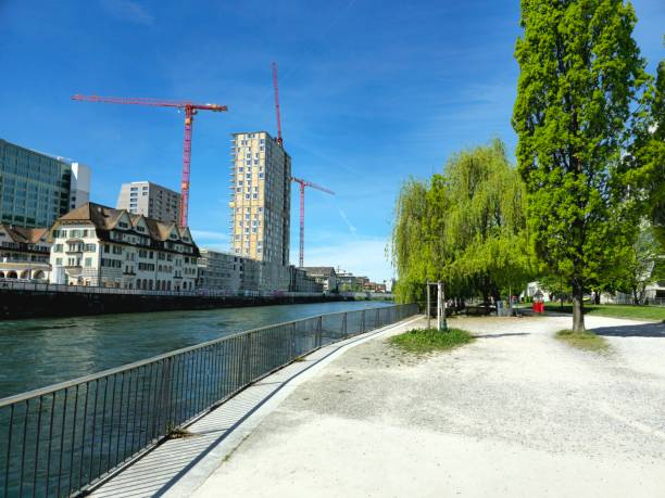 Areal Depot Hard under construction. The buildings are realized by the city administration of Zurich. The buidilngs will contain 198 flats, and a large tram depot. The architects of the projects where Morger Partner Architekten AG. The image was captured during spring season.
