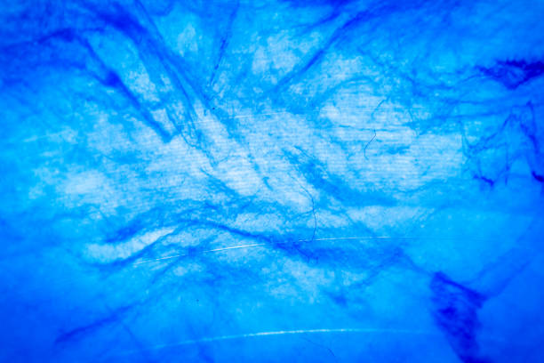 Macro shot of blue marbled vinyl record. Surface of an old vinyl record. Shallow depth of field.
