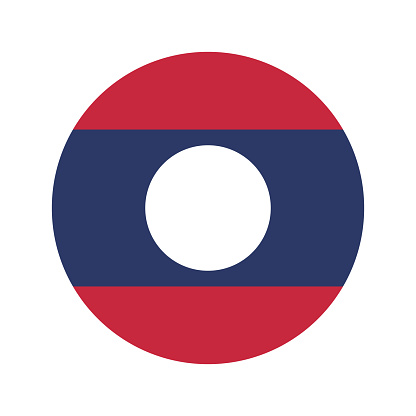 Laos flag. Laos circle flag. Standard colors. Circular icon. Computer illustration. Digital illustration. Vector illustration.