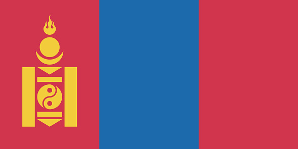 Mongolia flag. Standard color. Standard size. A rectangular flag. Icon design. Computer illustration. Digital illustration. Vector illustration.