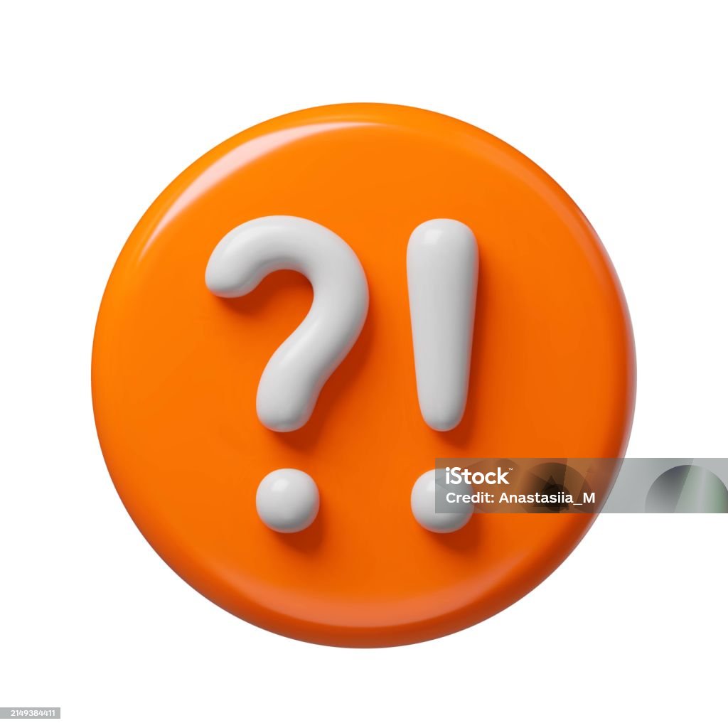 Question Orange Button Question And Exclamation Signs 3d Orange Realistic Glossy Button Stock ...