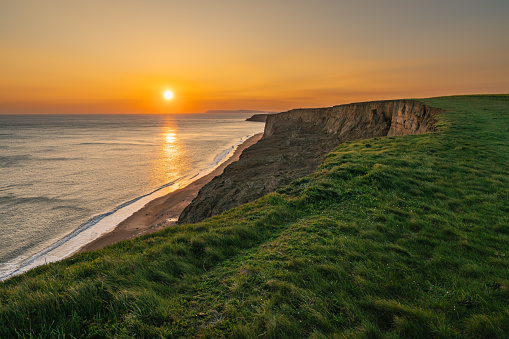 Sunset on the Channel Coast near Whale Chine on the Isle of Wight, England, UK