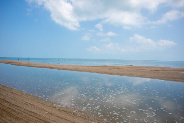Sand Beach in Pak Phanang district at at Nakornsrithammarat, Thailand