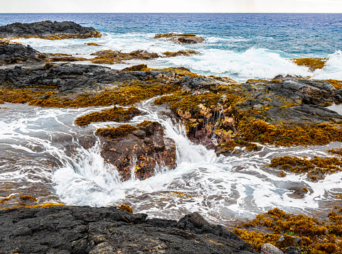 Cliffside Drains on OTEC  Beach, Hawaii Island, Hawaii, USA