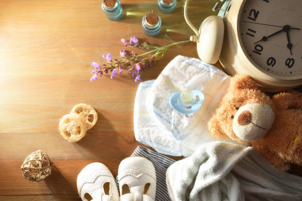 istock Baby waking up with sun entering table with accessories 2149393031