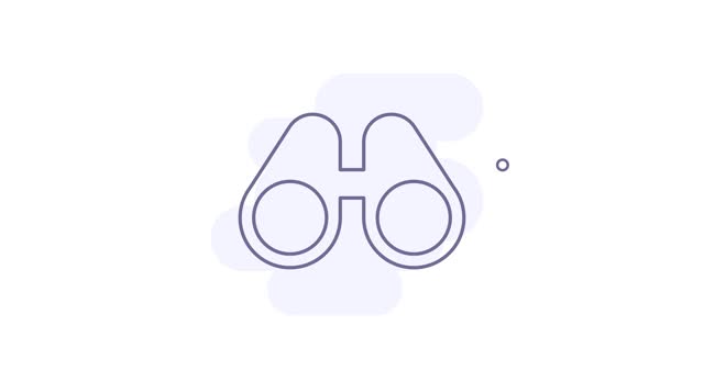 binoculars 2d animated outline icon. binoculars line icon 4k video motion design graphics for web, mobile and ui design.