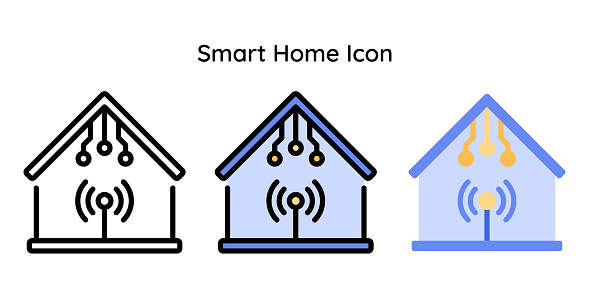 Smart Home Icon Related to Internet of Things. Line, Line Color, Flat Style.