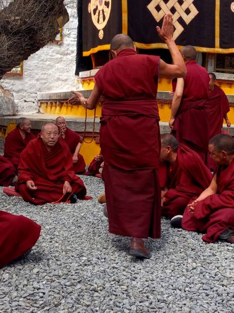 For most temples or monasteries, debating on Tibetan Buddhist doctrines will be held in the Argumentation yard everyday, as part of the examination and study.