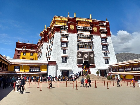 View of the famous Potala Palace in Lhasa - Tibet.  The Potala Palace is the traditional seat of the Dalai Lama.