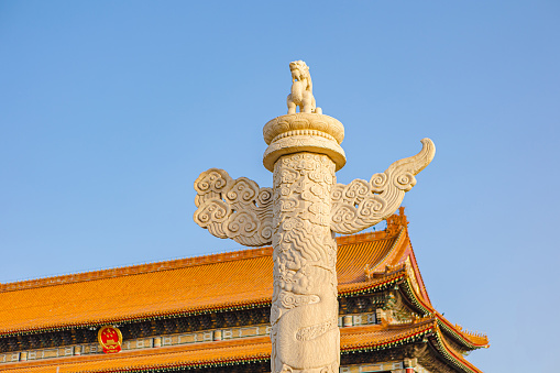 Ornamental column in Tiananmen Square