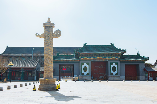 Ornamental column in front of the National Library of China