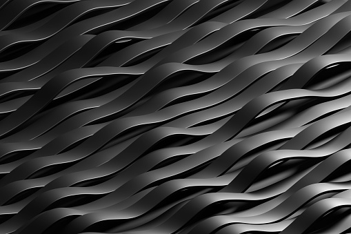 Row of black stripes forming sea wave-like curves. Illustration as design element for printables, web page backgrounds and slide show presentation wallpapers