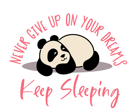 A cute lazy panda with a funny inscription. T shirt design