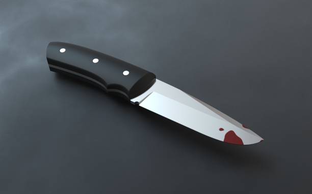 istock Kitchen knife with a blood on the tip 2149412325