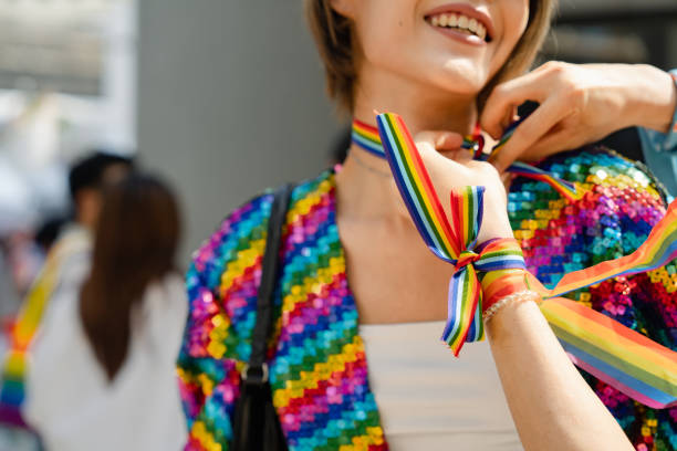 Gay Asians are enjoying the Pride march. parade to demand equal rights in society.