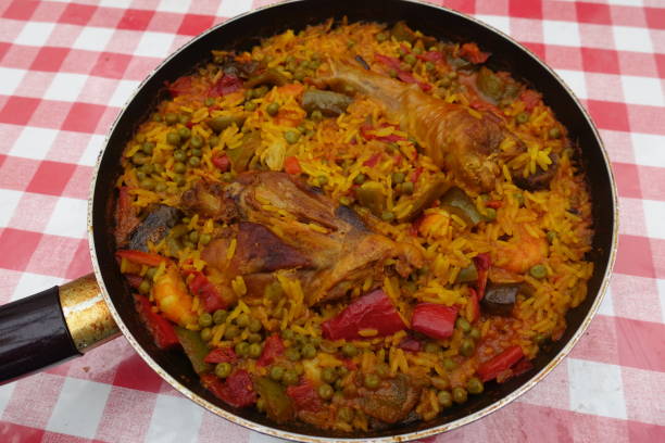 istock Rice cooked paella style with chicken 2149417080