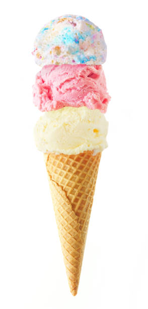 istock Triple scoop ice cream cone isolated on a white background 2149418389