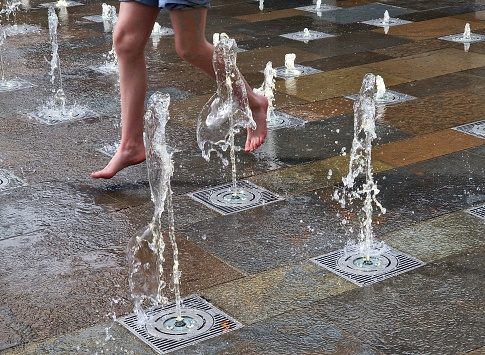 Feet in fountains