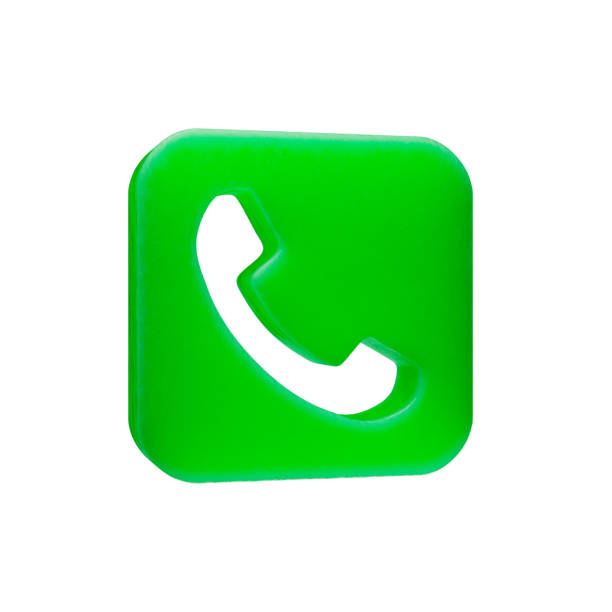 Plastic green icon of phone icon 3d render