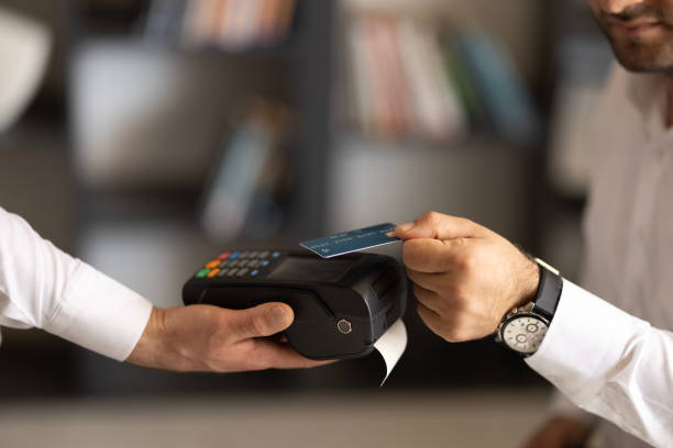 istock Contactless payments from pos device via credit card 2149419755