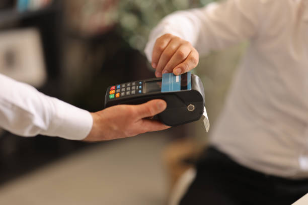 istock Contactless payments from pos device via credit card 2149419770