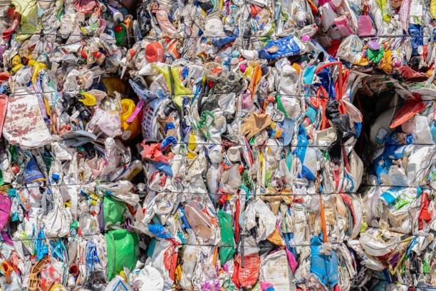 istock Stacks of Compacted Recyclables and Bundled Recyclables. 2149421280