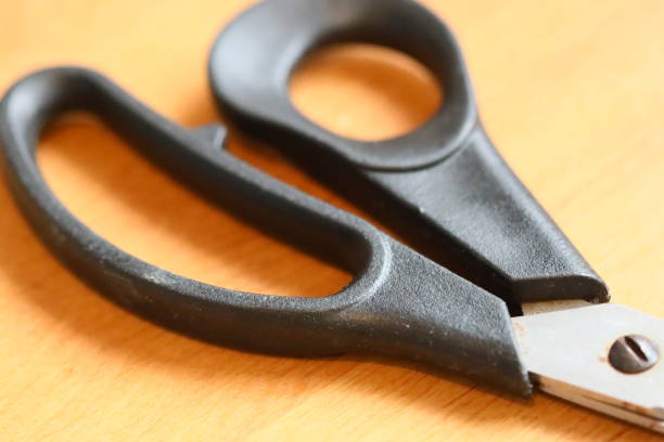3d Render Metallic Scissors with Amber Handle, Object + Shadow Clipping Path