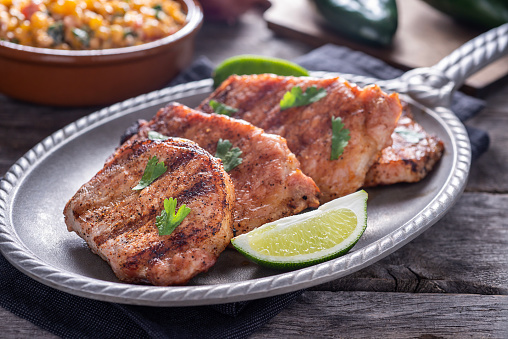 Grilled Pork Chops Seasoned with Mexican Spices