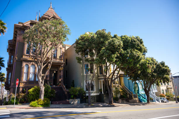 Typical houses of San Francisco during springtime day