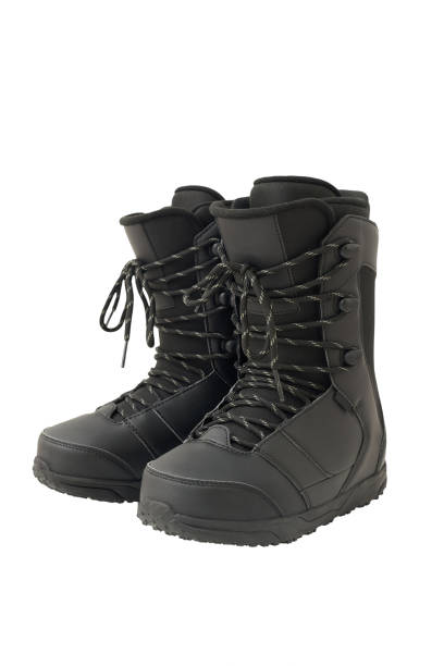 istock Black snowboard boots isolated on a white background 2149425964