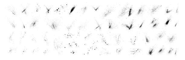 istock Set of splattered vector black paint blots and drops, spray texture. Hand drawn ink drops and splashes. 2149426369