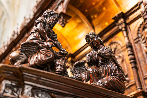 Detail of a wooden sculpture from the stalls of the Cathedral of Saint Mary of Saint-Bertrand-de-Comminges