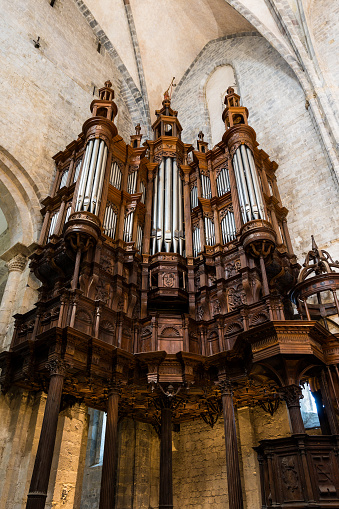 Impressive organ in one corner of the Cathedral of Saint Mary of Saint-Bertrand-de-Comminges
