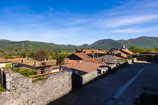 View over the upper town of Saint-Bertrand-de-Comminges and the surrounding landscapes of Comminges, at the foot of the Pyrenees