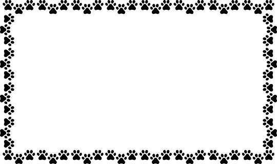 frame with themes of pet paws, dogs, cats, for backgrounds and textures