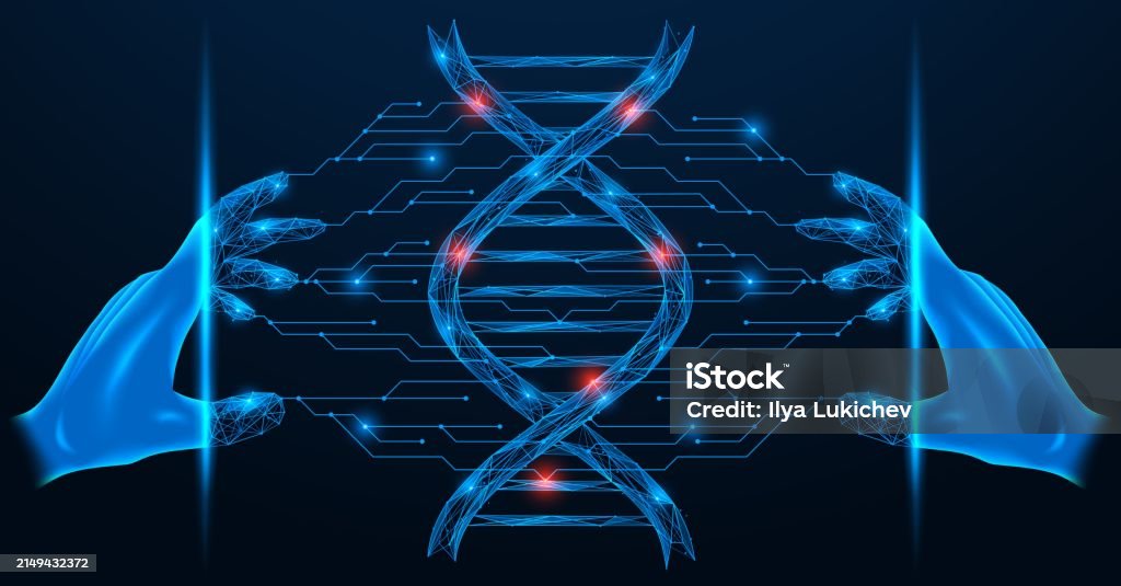 Virtual Dna Model Virtual Genetic Analysis Of The Dna Helix Structure Stock Illustration ...