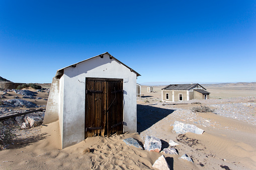 Pomona, Namibia - August 15, 2018: view of ghost town of Pomona in Namibia