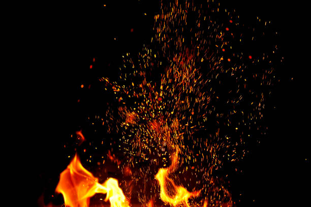 istock Blazing flame of fire on black background 2149442992