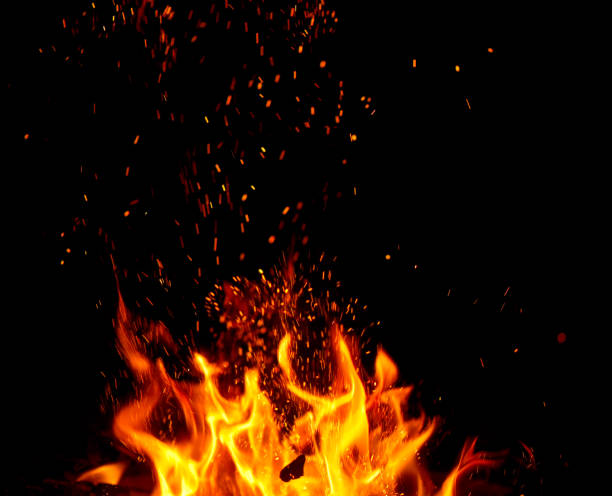 istock Blazing flame of fire on black background 2149443887