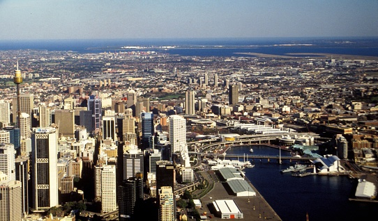 Looking South over Sydney CBD and darling harbour