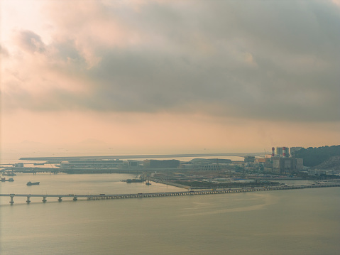 Aerial view of the Macau Bridge and the Macau Friendship Bridge
