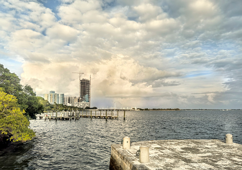 View of Brickell neighborhood, from Biscayne Bay. Miami, Florida, USA.