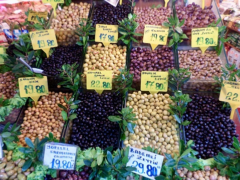 Many Pretty Olives At The Market