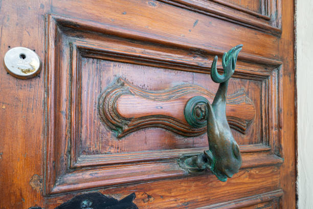 Valletta, Malta, April 03, 2024 characteristic fish-shaped handles in the doors of the buildings in the historic center of the city