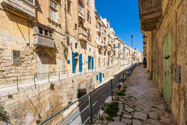 Valletta, Malta, April 03, 2024. typical alley in the historic center of the city