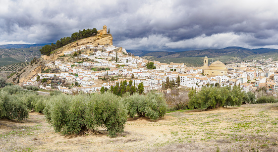 Montefrio beautiful village and Olve trees plantation in Granada. Andalusia, Spain