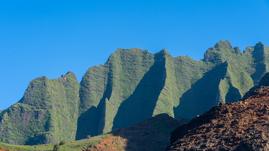 Nāpali Coast State Wilderness Park lies in the northwest of Kauai Island, Hawaii.