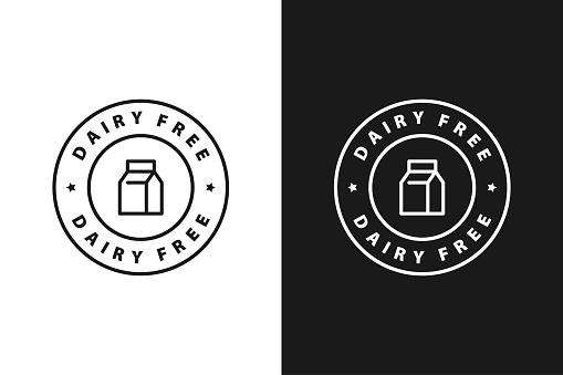 Dairy free, label, sticker or symbol. Dairy free icon sign. Diet concept. Healthy eating. Natural and organic foods.
