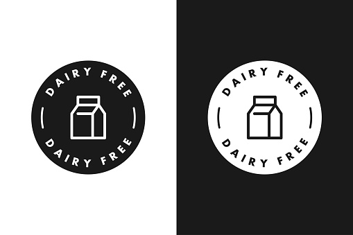 Dairy free, label, sticker or symbol. Dairy free icon sign. Diet concept. Healthy eating. Natural and organic foods.